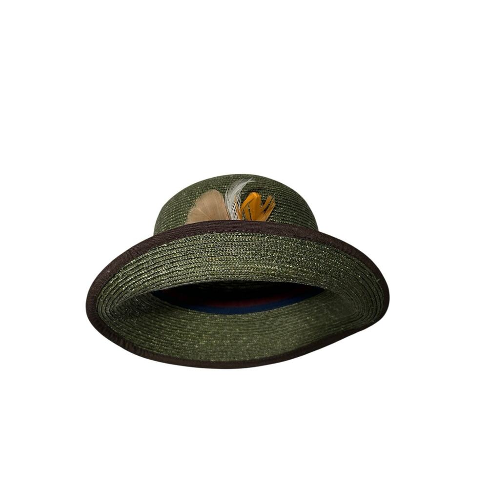 Goorin Bros Women's Hat Ms. Melissa Cloche Wheat Straw Hat Olive Green Rare HTF - Picture 3 of 13